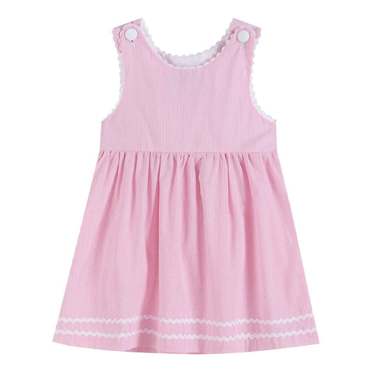 Classic Pink Seersucker A-Line Dress - Ethan and Emily