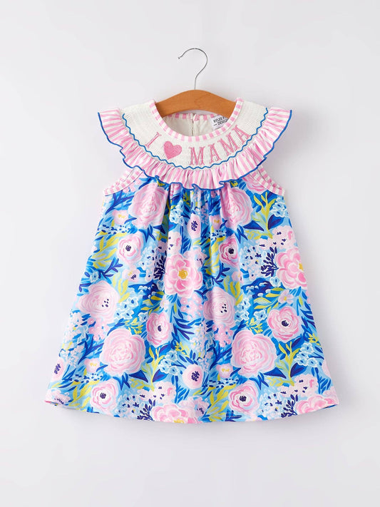 “I ❤ MAMA”Embroidery Smocking Baby Girls Dress - Ethan and Emily