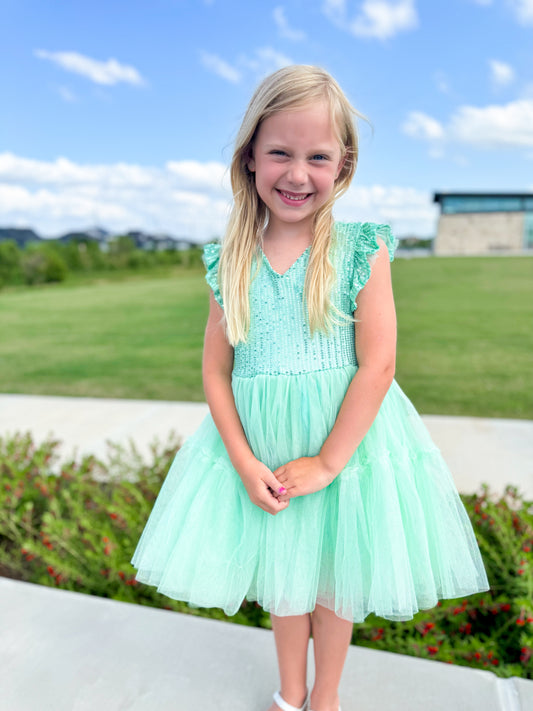 Sparkly Turquoise Dress - Ethan and Emily