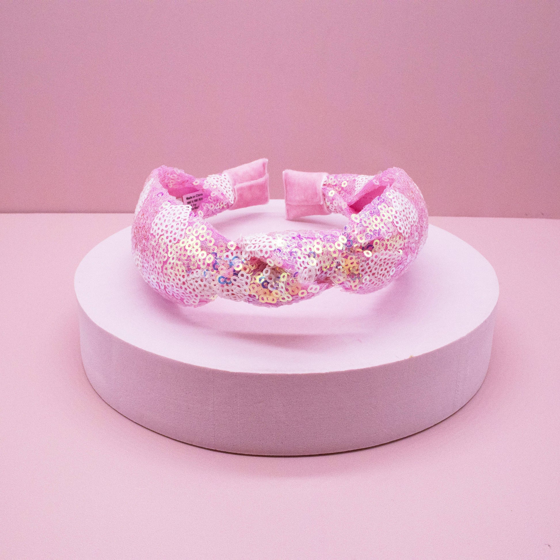 Kids Knot Headband - Pink Sequin Heart Valentine's Day - Ethan and Emily