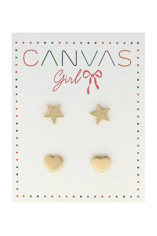 Cleo Star & Heart Children's Stud Earrings (Set of 2) - Ethan and Emily