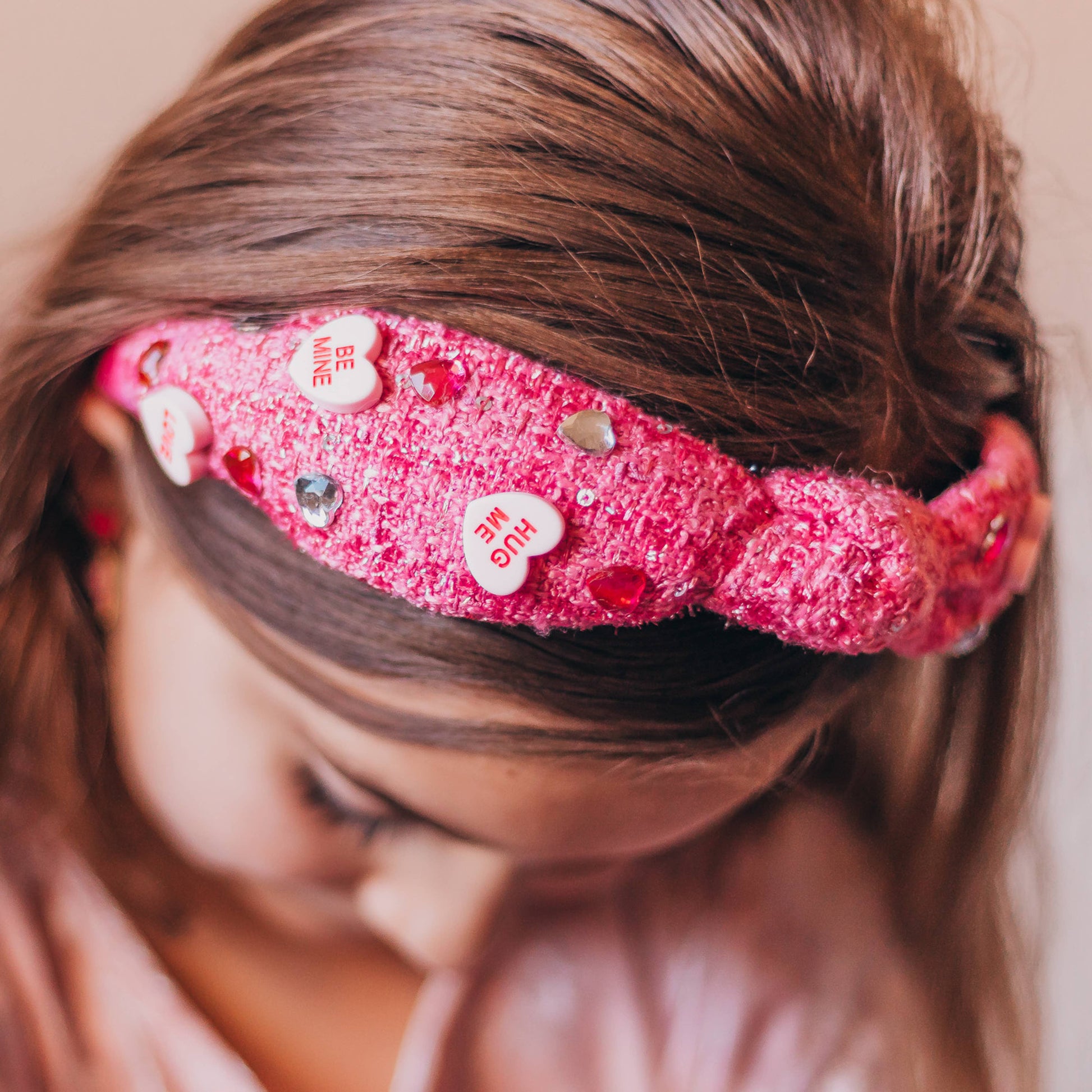 Kids Embellished Knot Headband - Candy Valentines Day Heart - Ethan and Emily