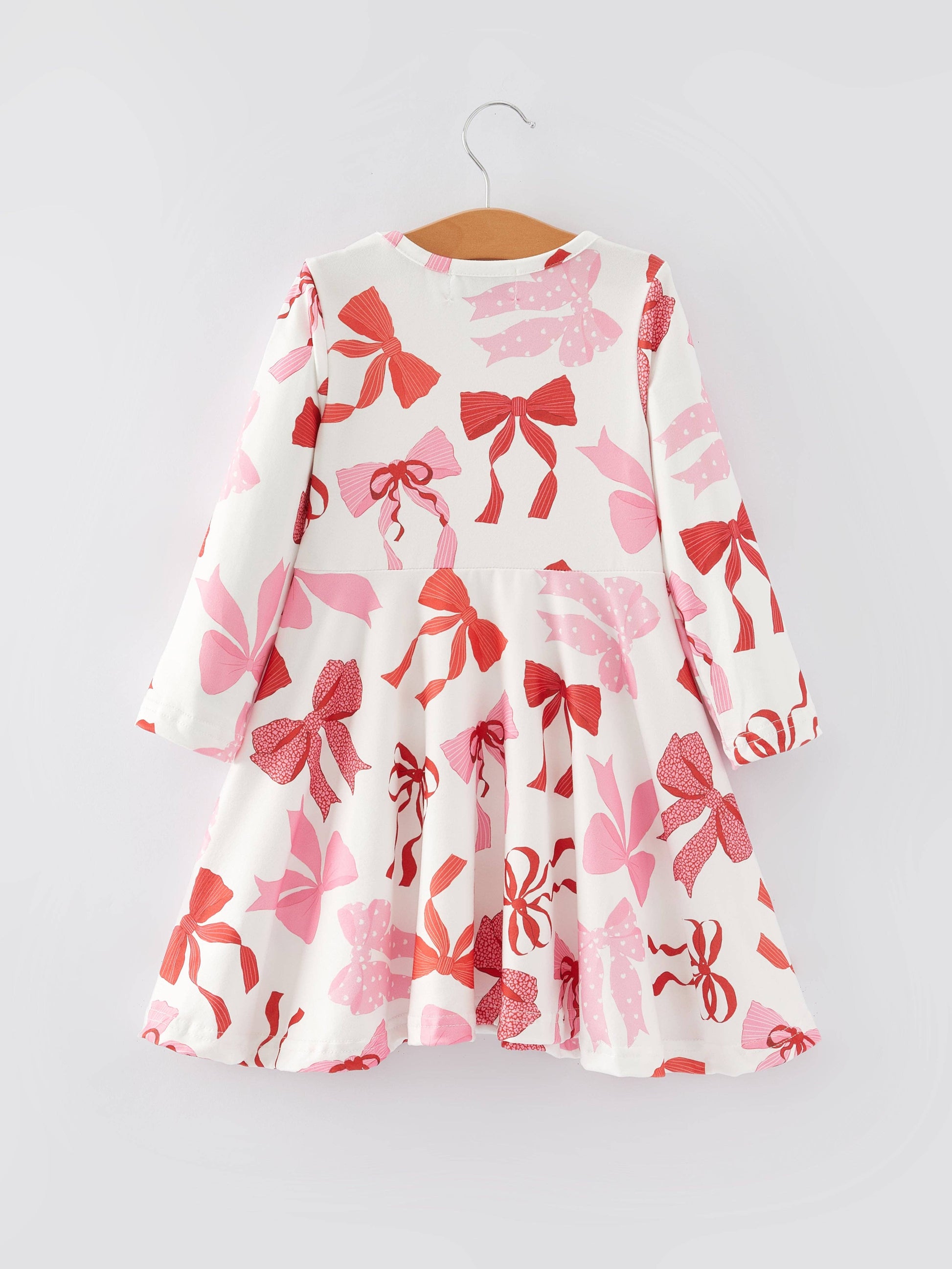 Spring and Summer Girls' Pink Bow Print Dress - Ethan and Emily