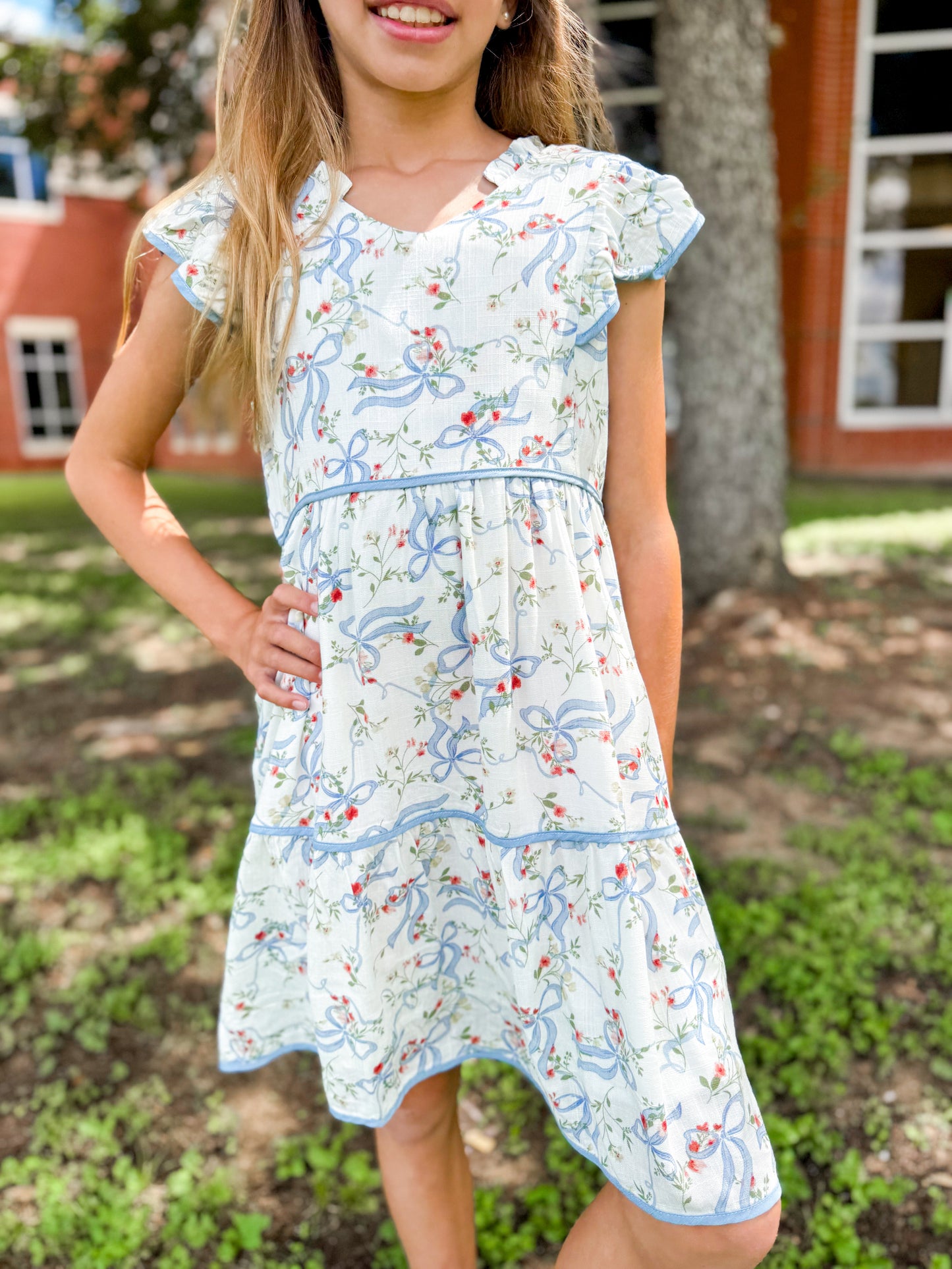 Floral Ribbon tiered dress
