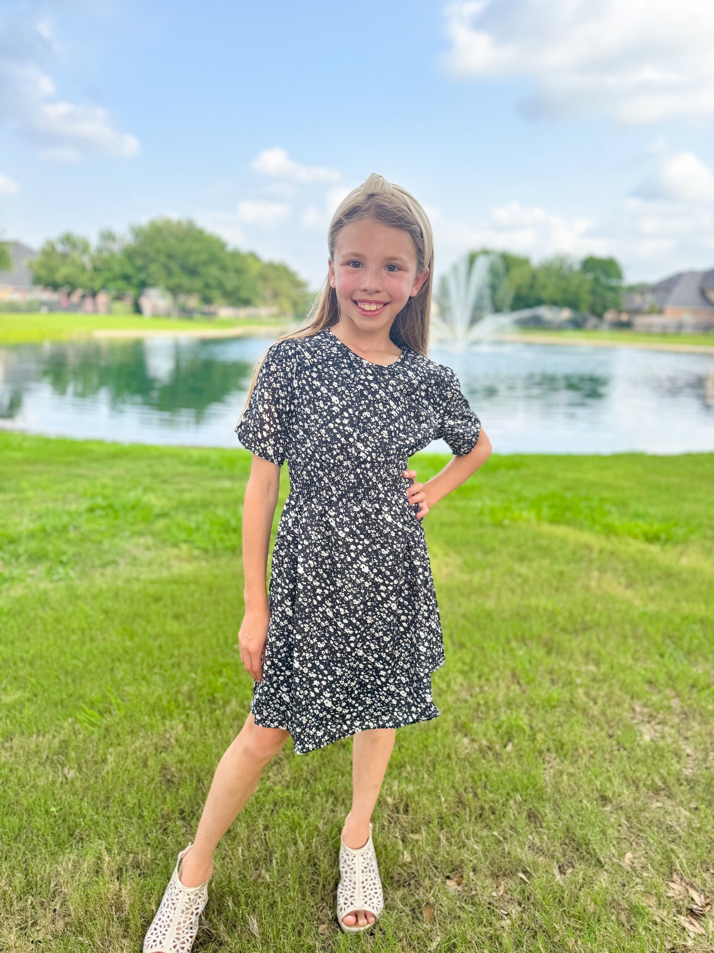 Girls Floral Smocked Babydoll Dress - Ethan and Emily