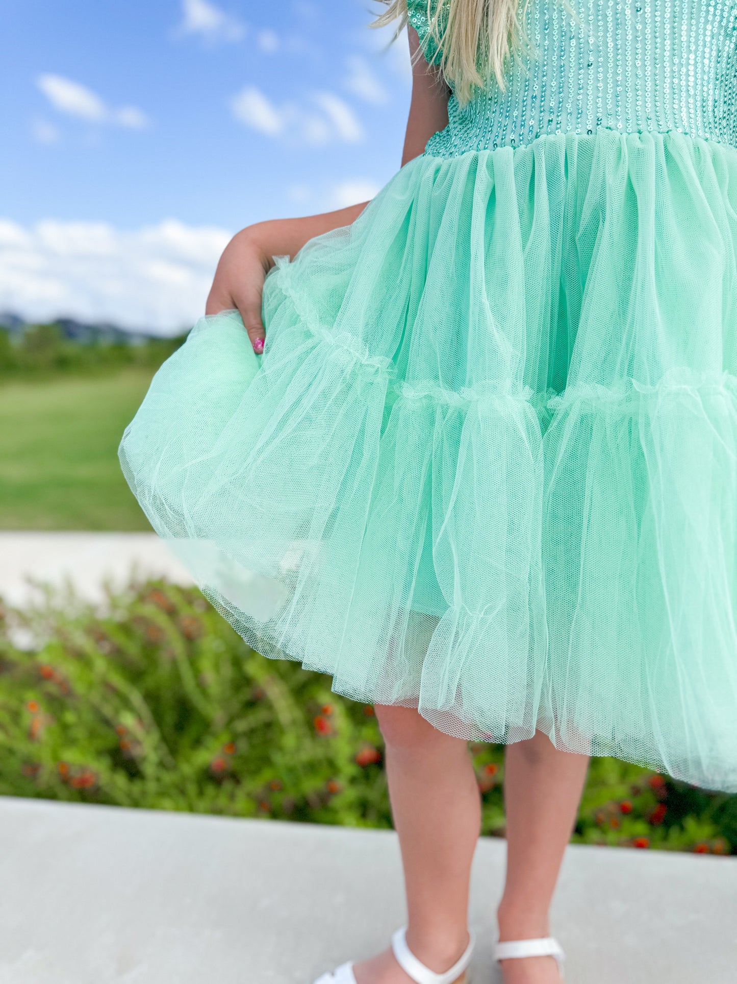 Sparkly Turquoise Dress - Ethan and Emily
