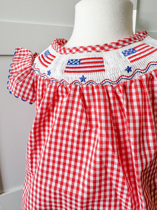 American Flag Smocked Bubble