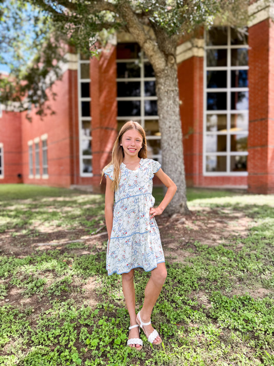 Floral Ribbon tiered dress