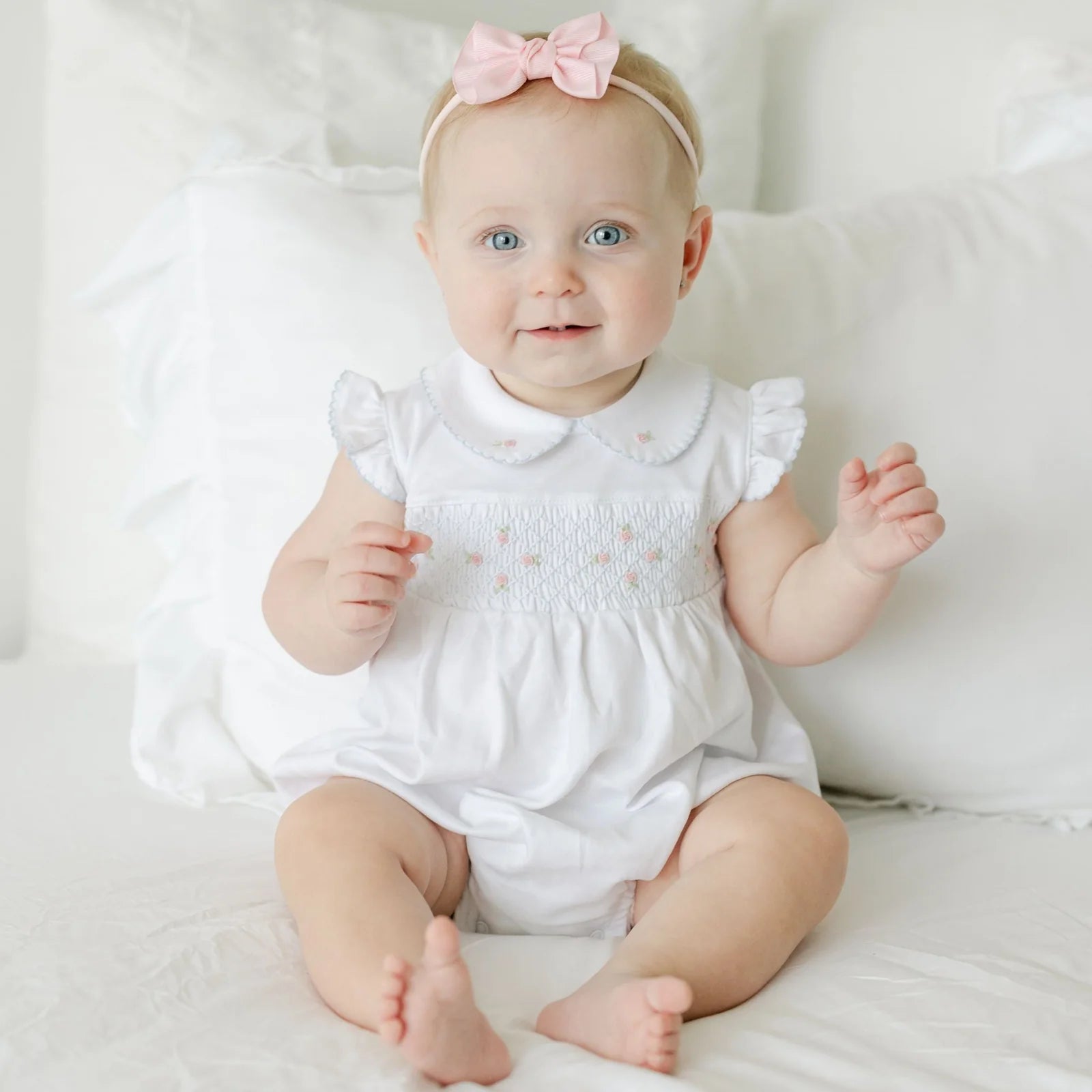 Charlotte's Classics Smocked Bubble - Sky Blue - Ethan and Emily