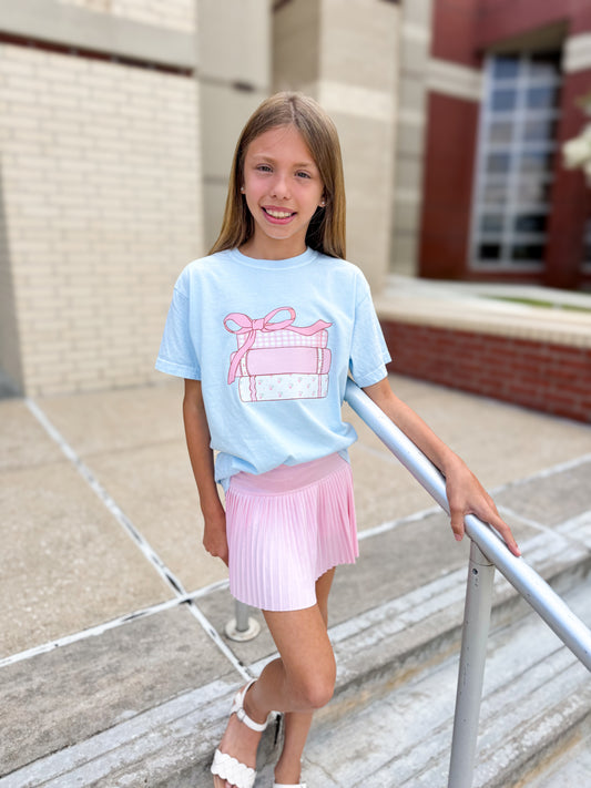 Preppy book stack tee