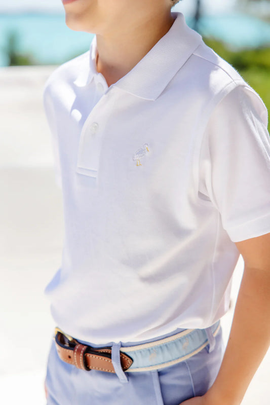 Prim and proper polo in white - Ethan and Emily