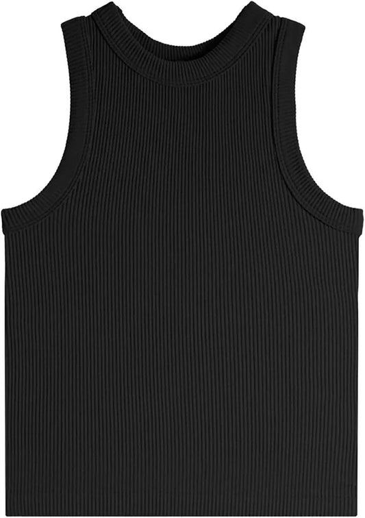 Girls High Neck Ribbed Tank