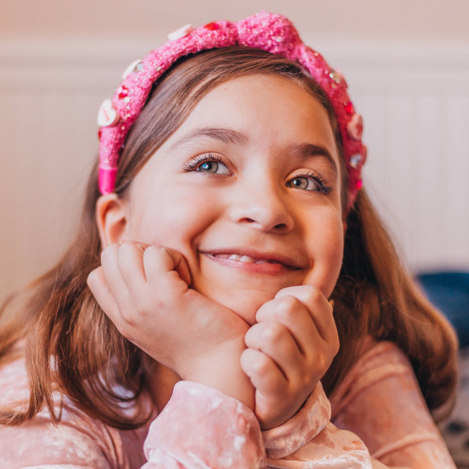 Kids Embellished Knot Headband - Candy Valentines Day Heart - Ethan and Emily