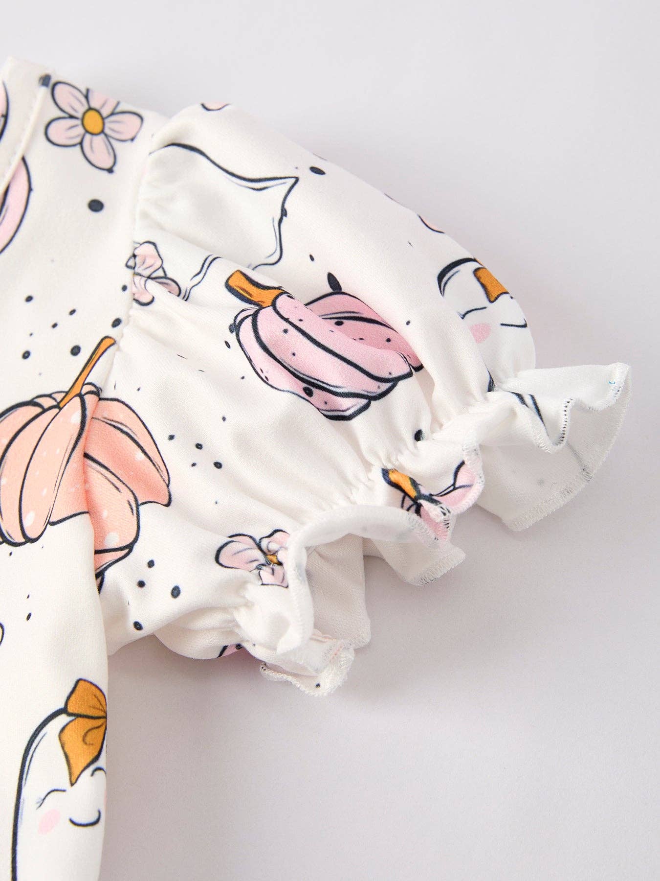 Neutral Pumpkin Ghost Print Girls Dress