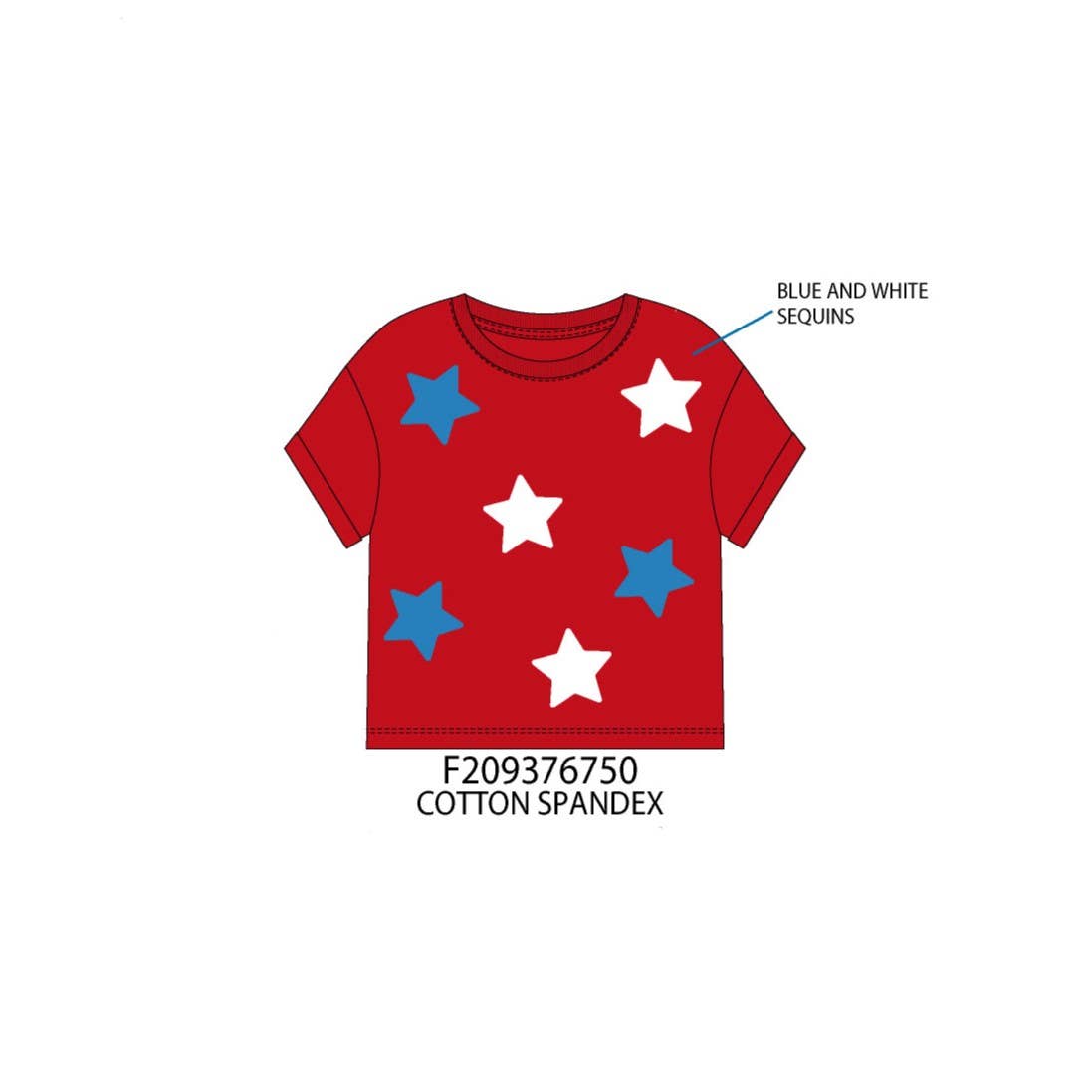 Girls White and blue sequins stars shirt