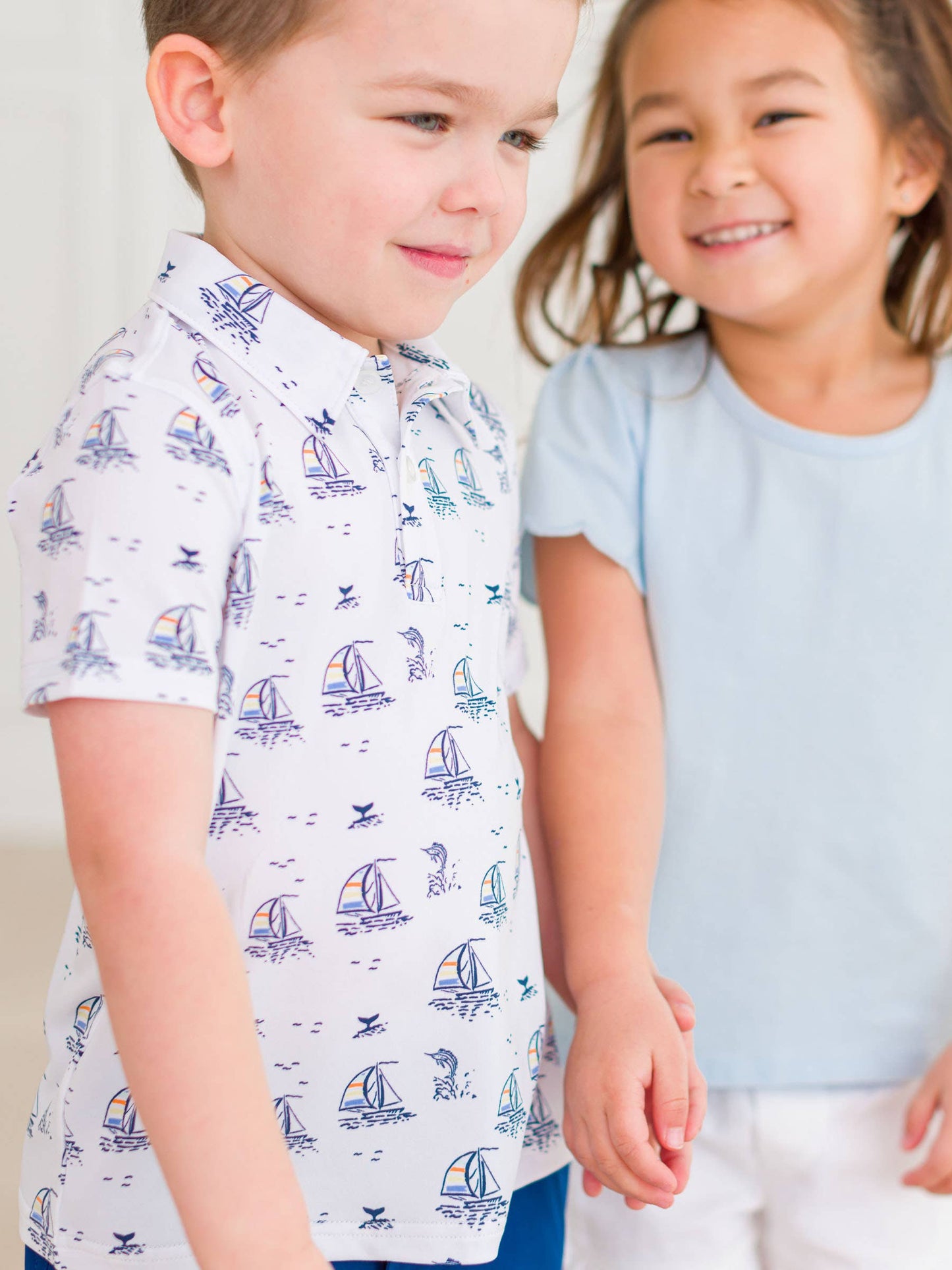 Boys Sailing the Seas Knit Short Sleeve Performance Polo