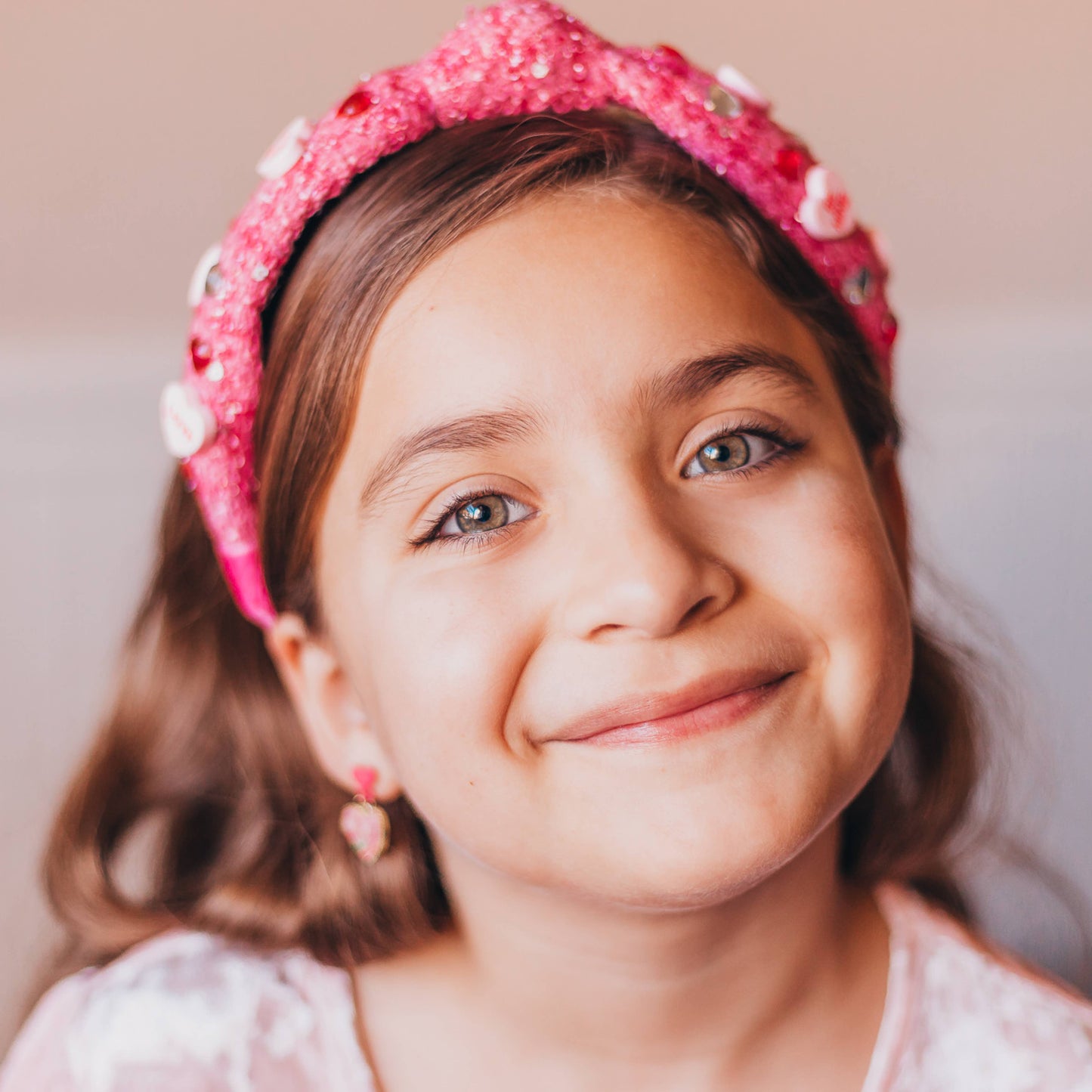 Kids Embellished Knot Headband - Candy Valentines Day Heart - Ethan and Emily