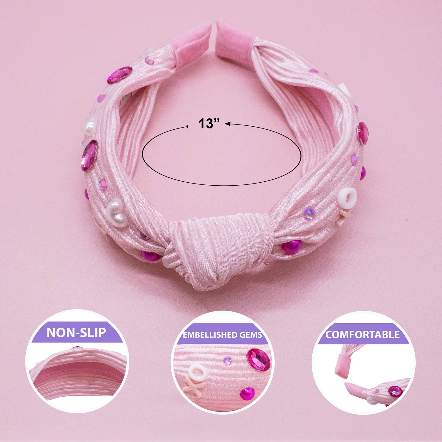 Kids Embellished Knot Headband - Beaded Valentine's Day - Ethan and Emily