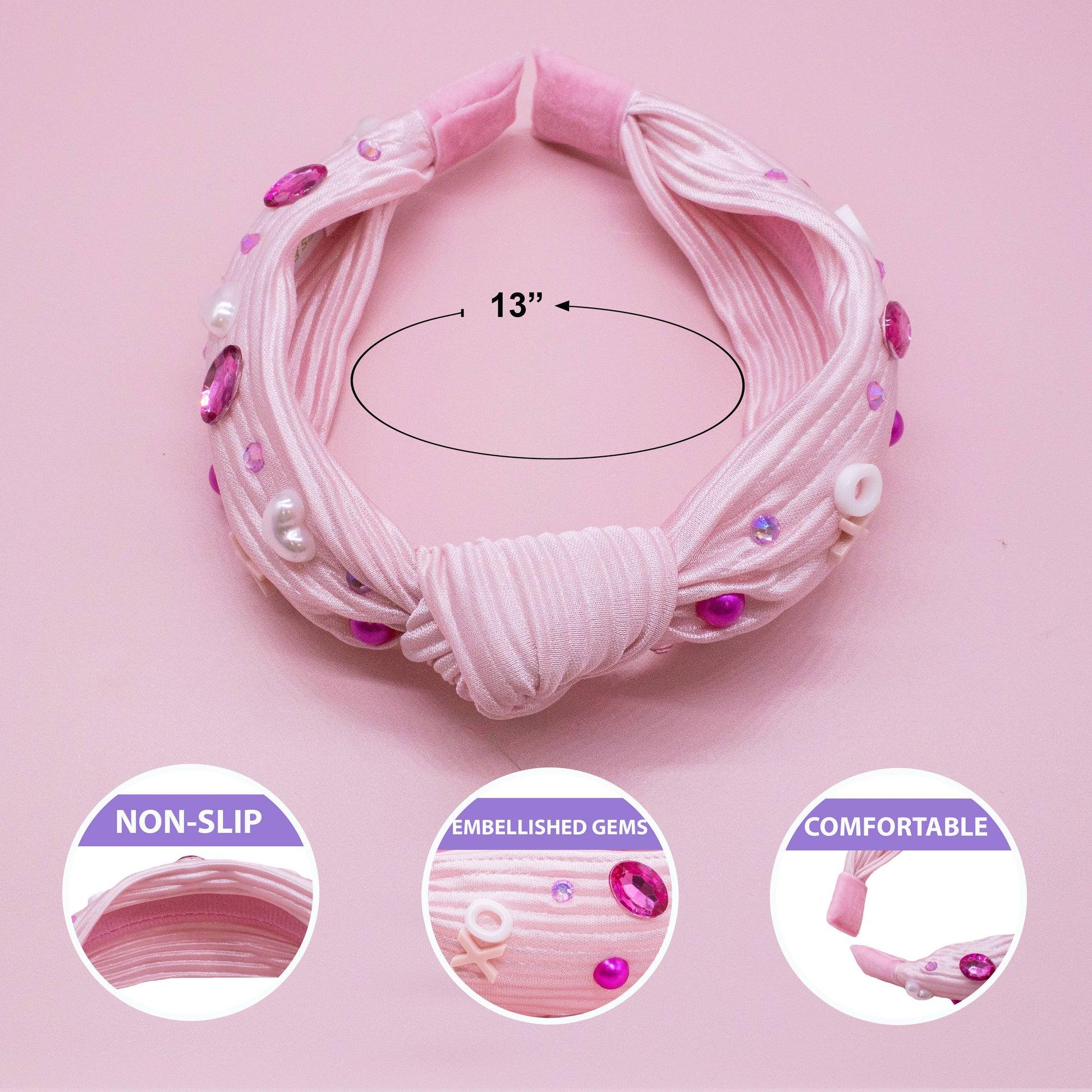 Kids Embellished Knot Headband - Beaded Valentine's Day - Ethan and Emily