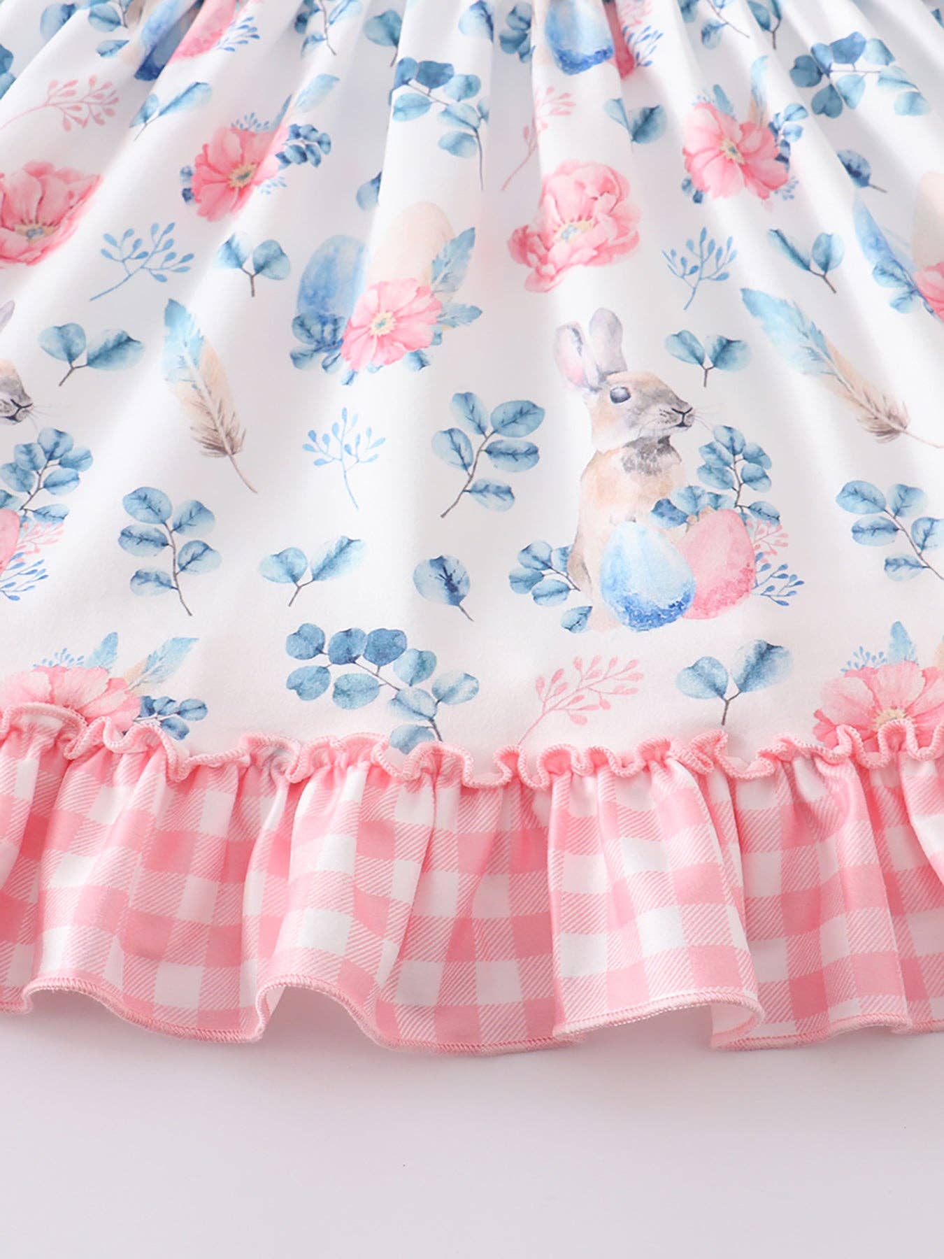 Easter Pink Plaid Rabbit Floral Girl Dress - Ethan and Emily
