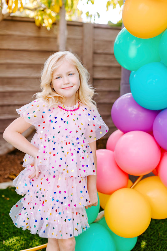 Girls Heart Foil Cake Birthday Dress | Birthday Dress - Ethan and Emily