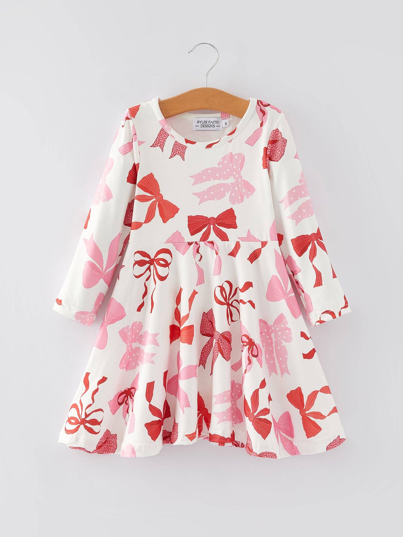 Spring and Summer Girls' Pink Bow Print Dress - Ethan and Emily