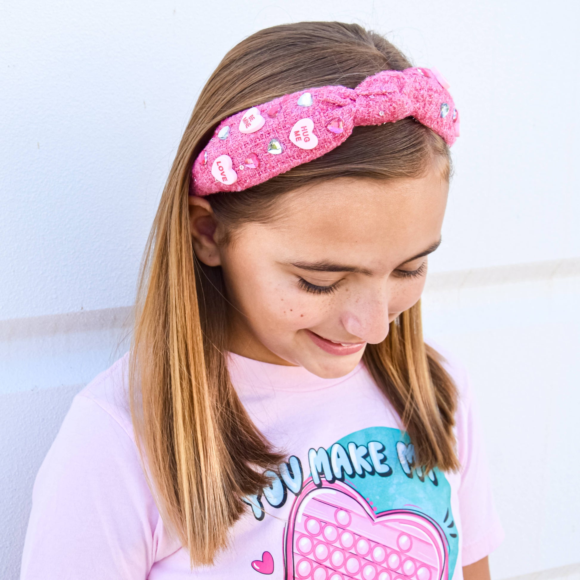 Kids Embellished Knot Headband - Candy Valentines Day Heart - Ethan and Emily