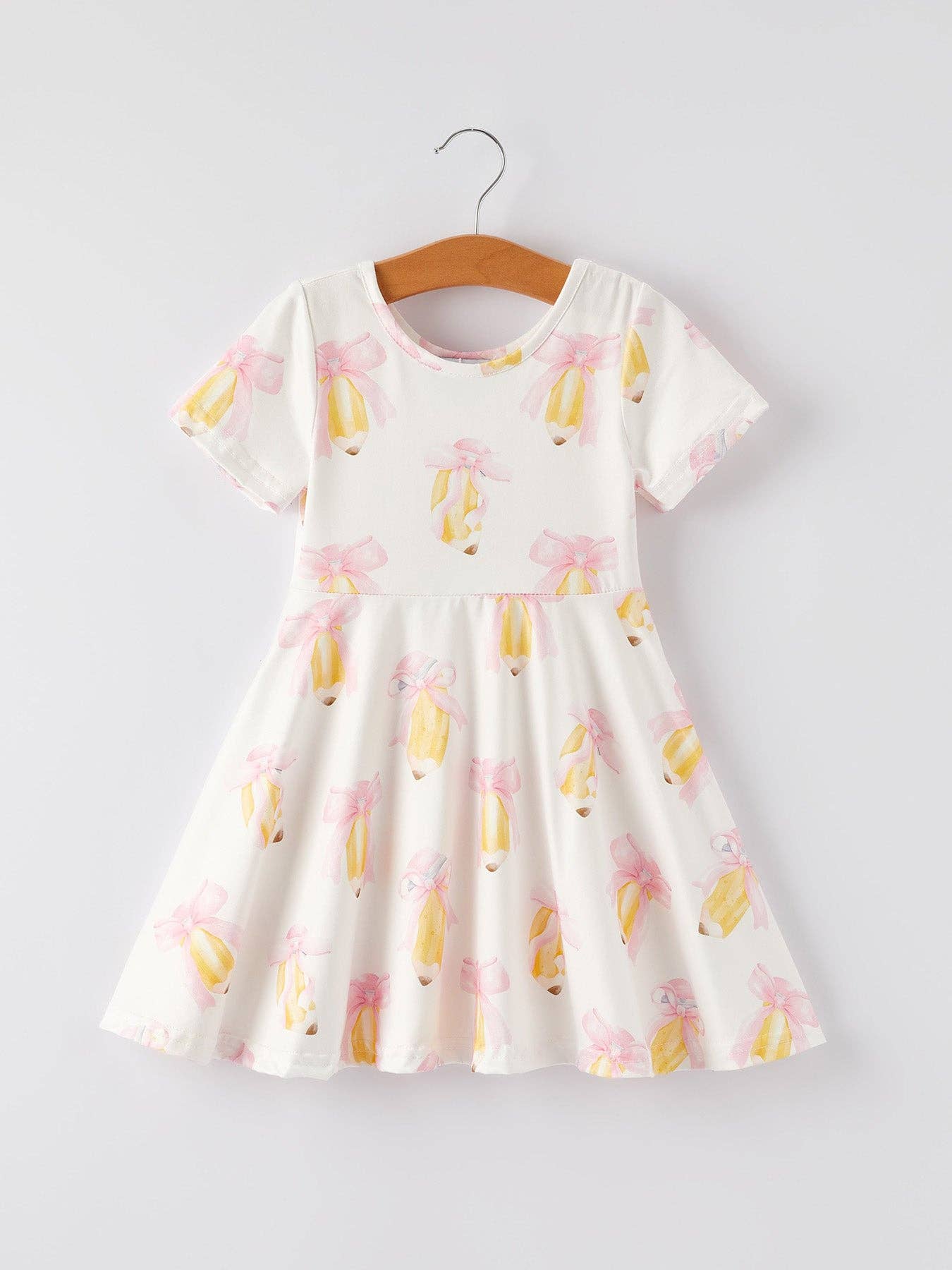 Back to School Bow Pencil Print Girls Dress