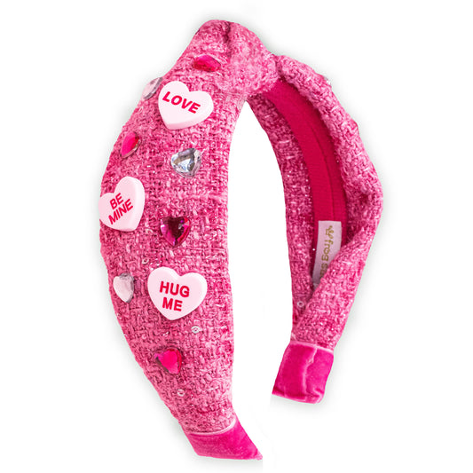 Kids Embellished Knot Headband - Candy Valentines Day Heart - Ethan and Emily